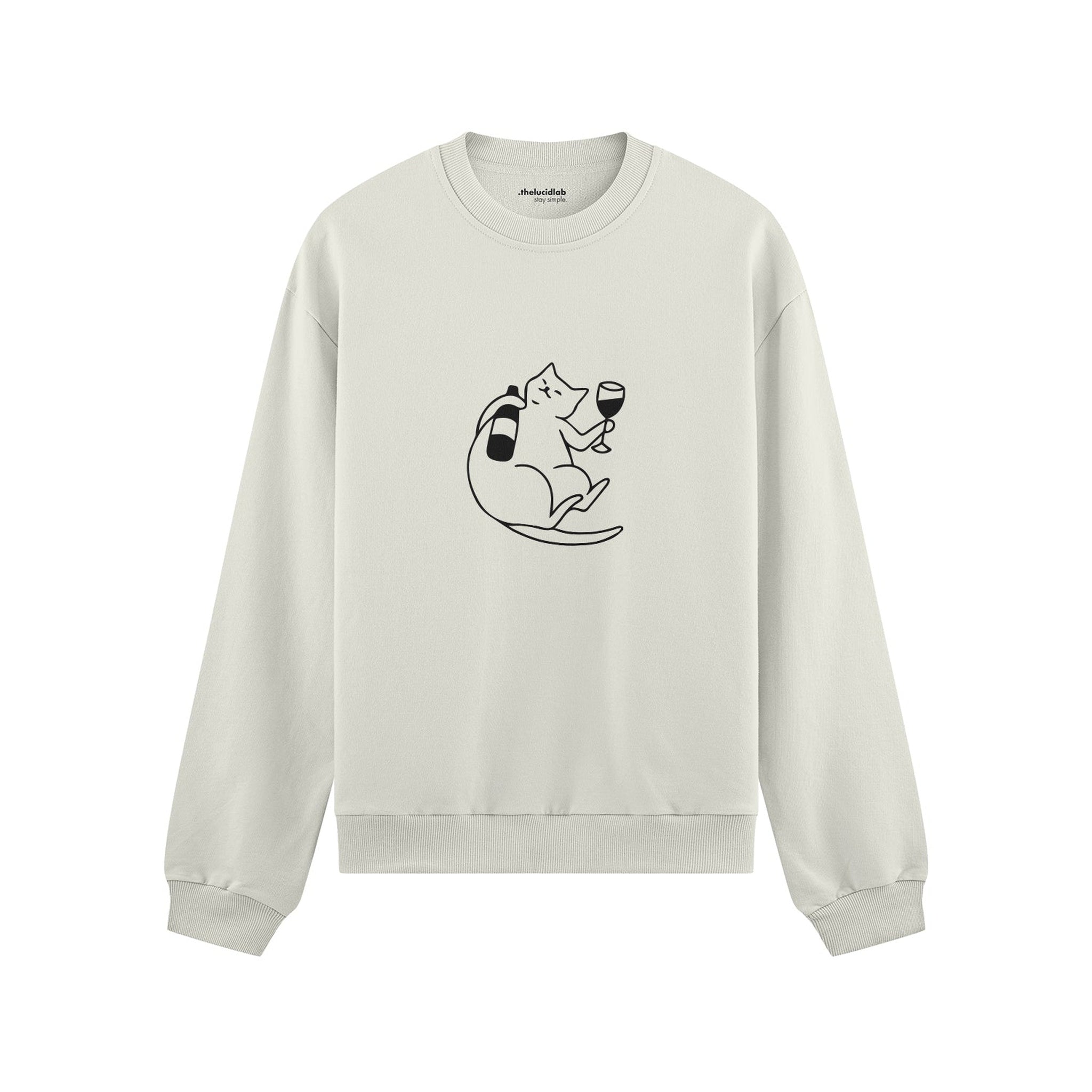 Wine Lover Cat Oversize Sweatshirt