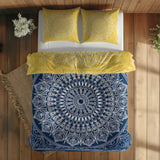 Yellow / Blue Bohemian Mandala Çift Taraflı Nevresim Takımı