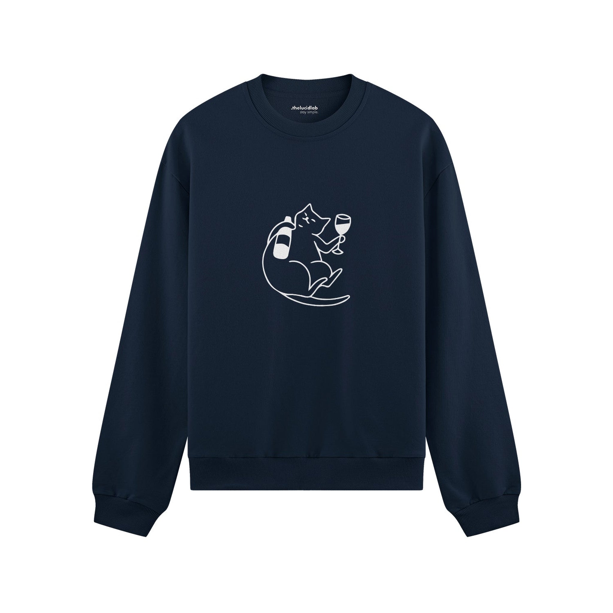 Wine Lover Cat Oversize Sweatshirt
