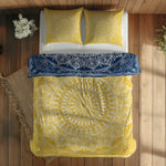 Yellow / Blue Bohemian Mandala Çift Taraflı Nevresim Takımı