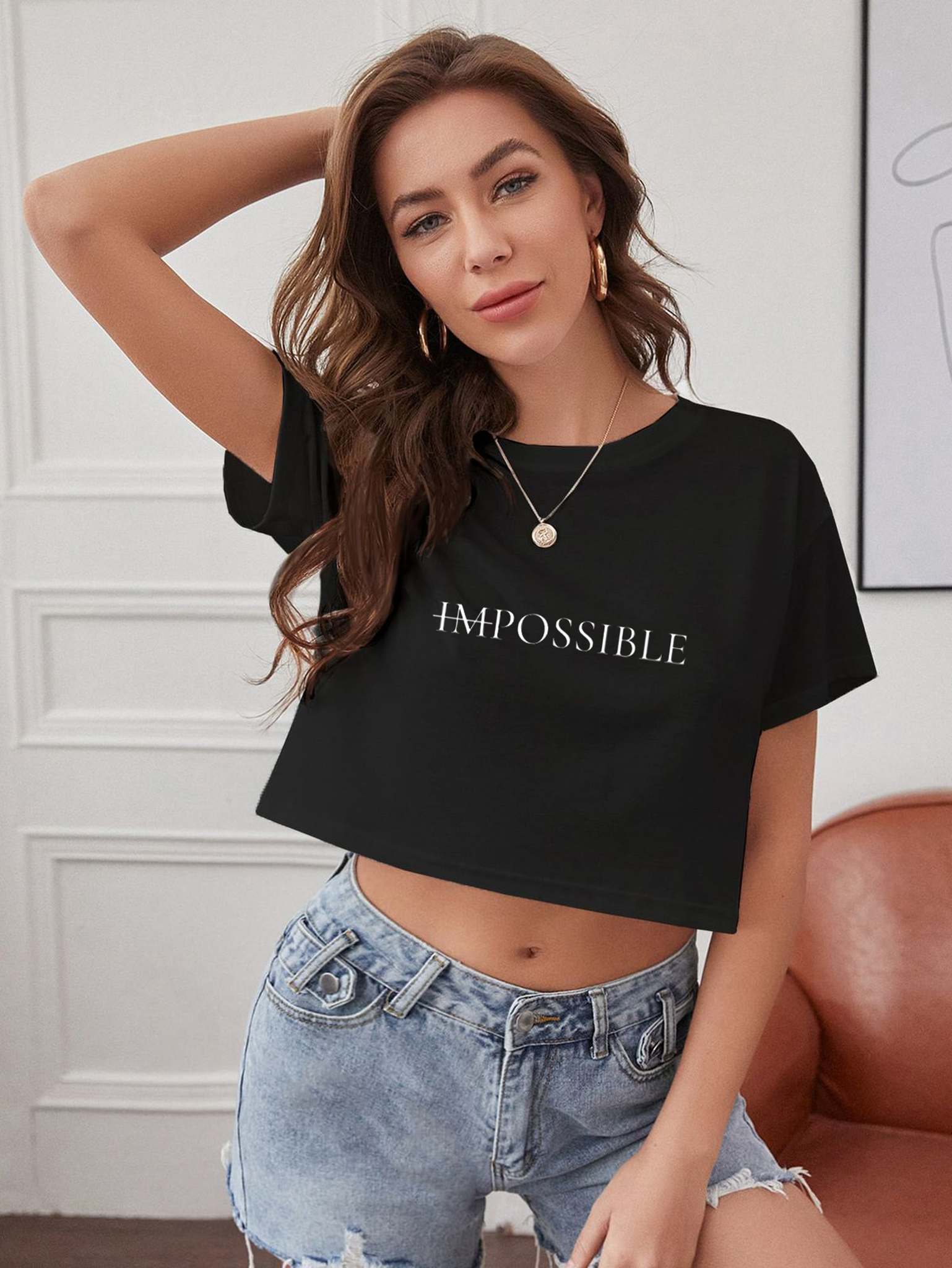 IMPOSSIBLE Crop Tişört