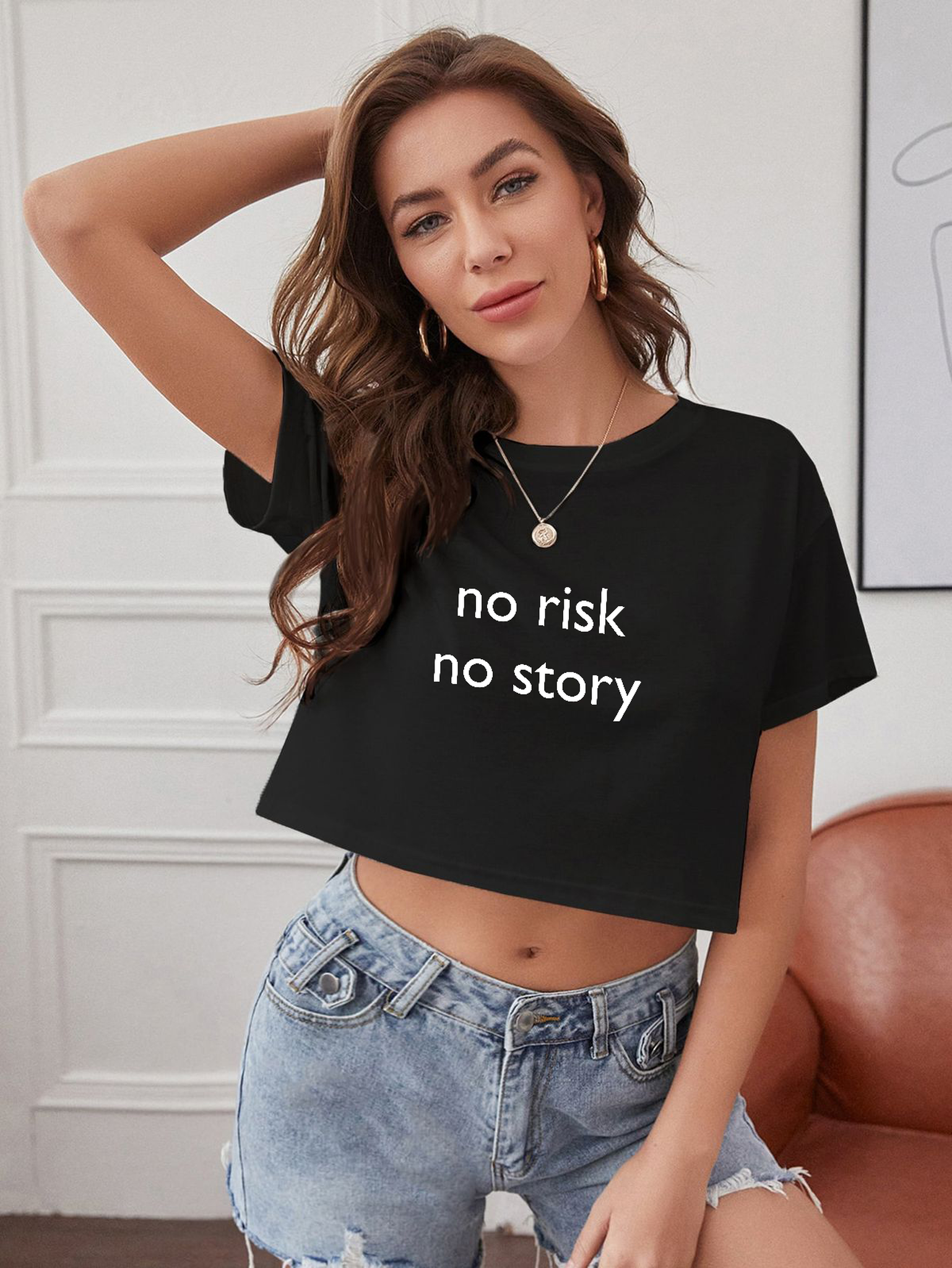 No Risk No Story Crop Tişört