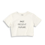 Past Present Future Crop Tişört — Ekru