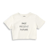 Past Present Future Crop Tişört — Ekru