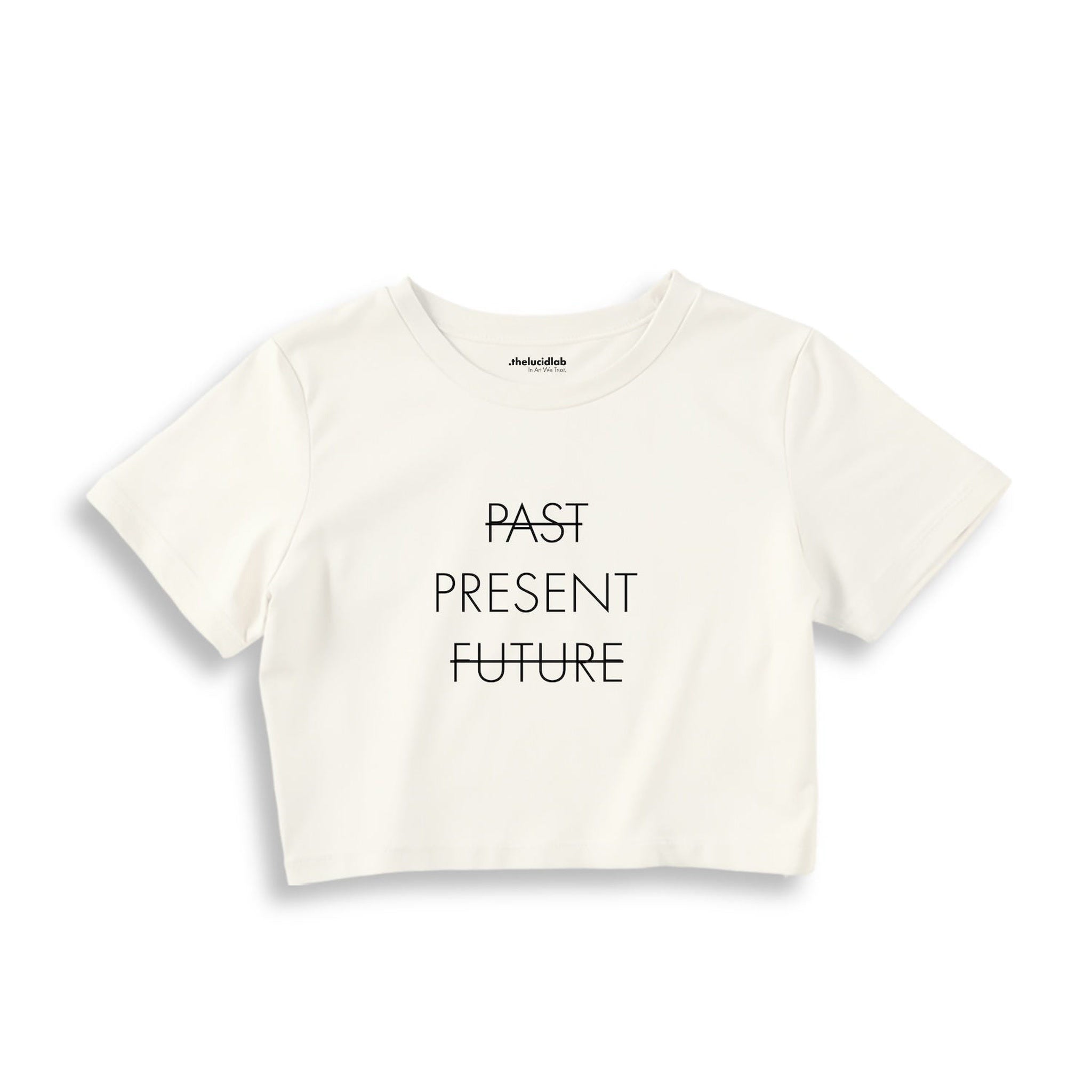 Past Present Future Crop Tişört — Ekru