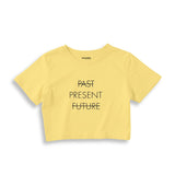 Past Present Future Crop Tişört — Sarı