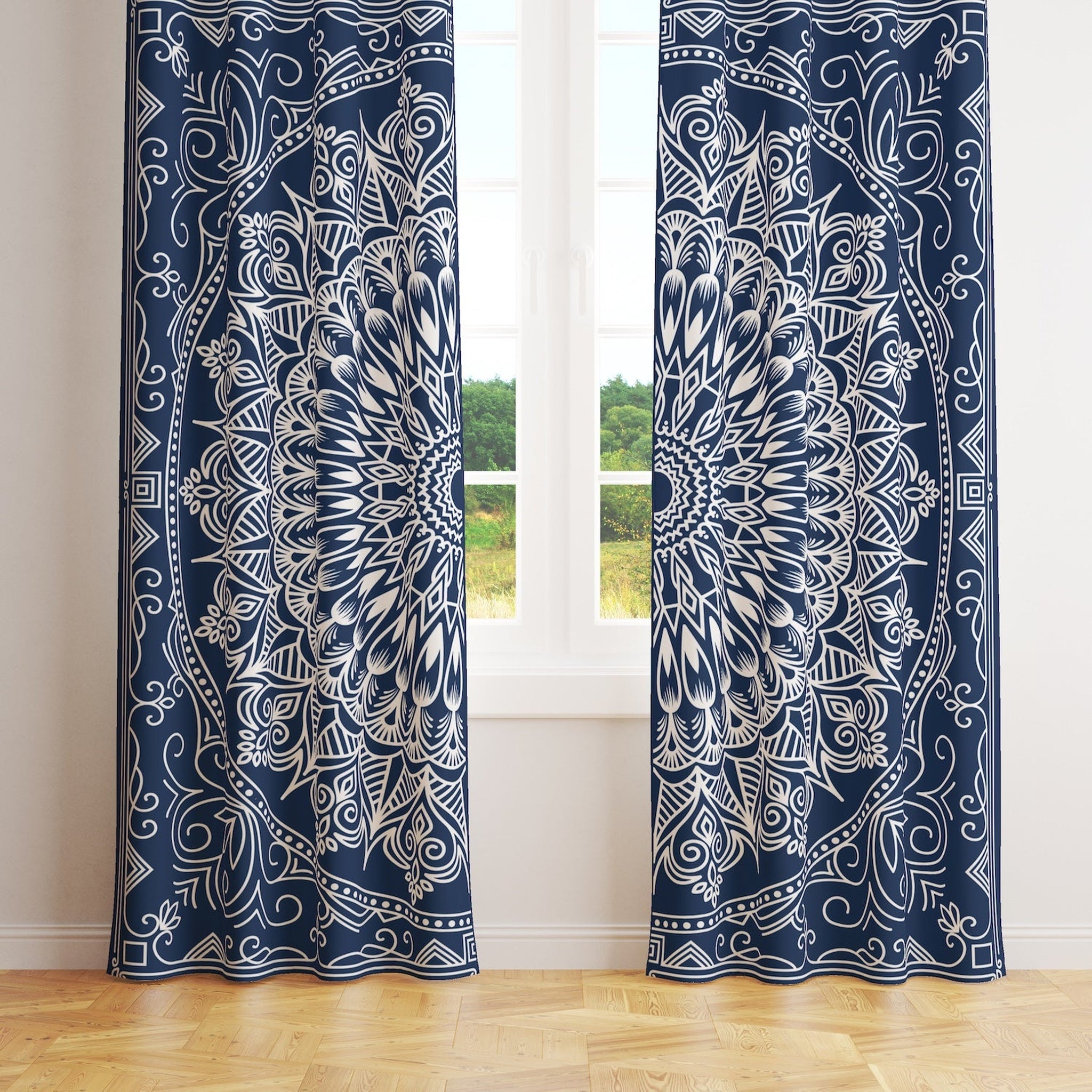 Blue Bohemian Mandala Fon Perde