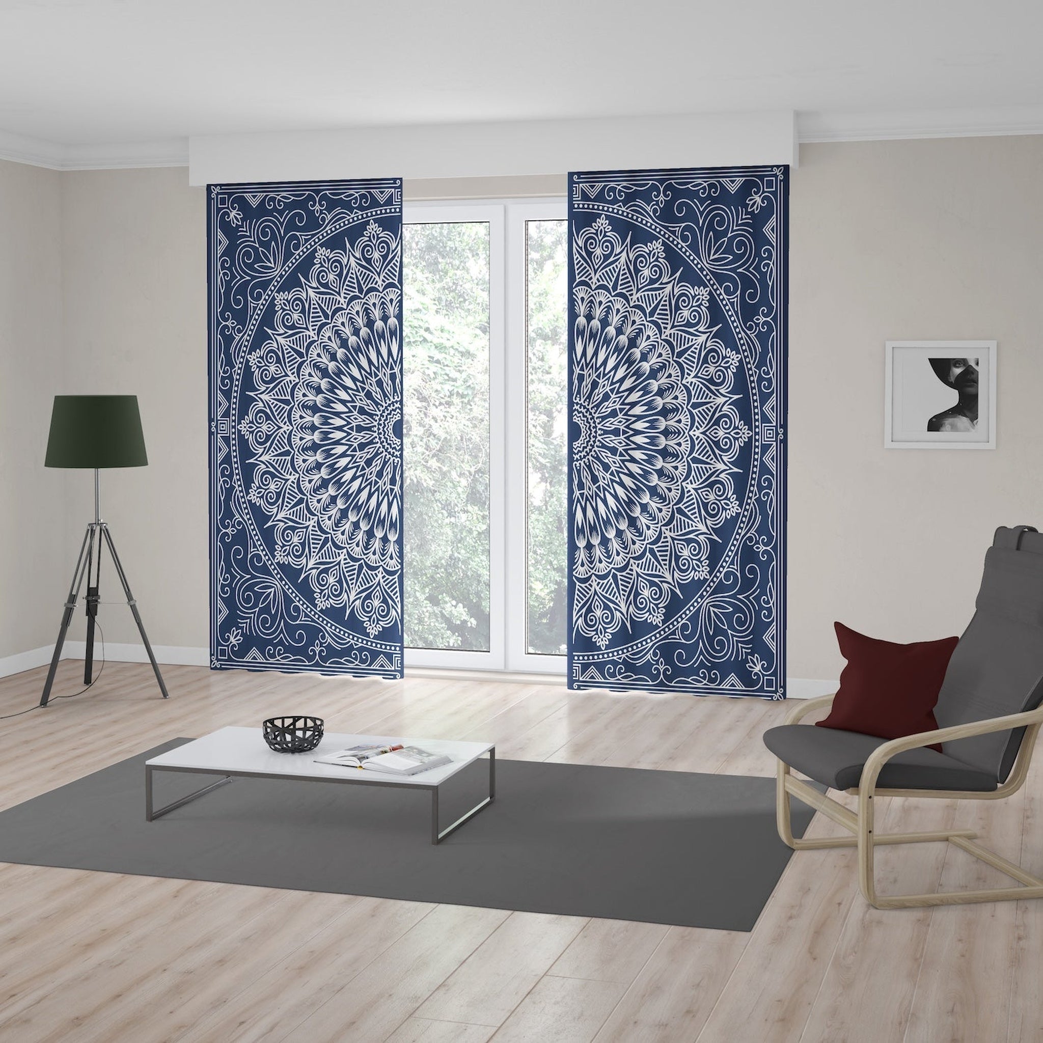 Blue Bohemian Mandala Fon Perde