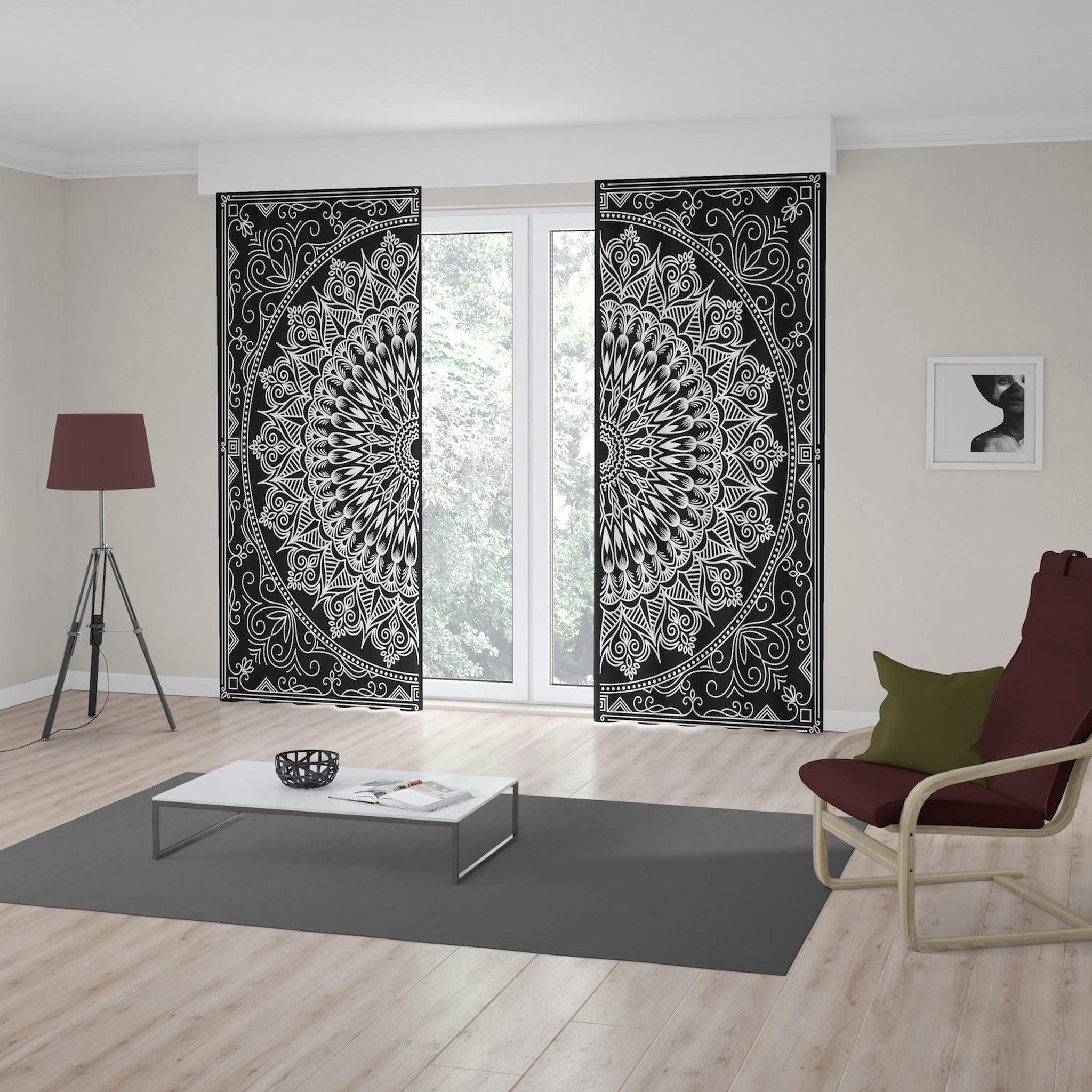Black Bohemian Mandala Fon Perde