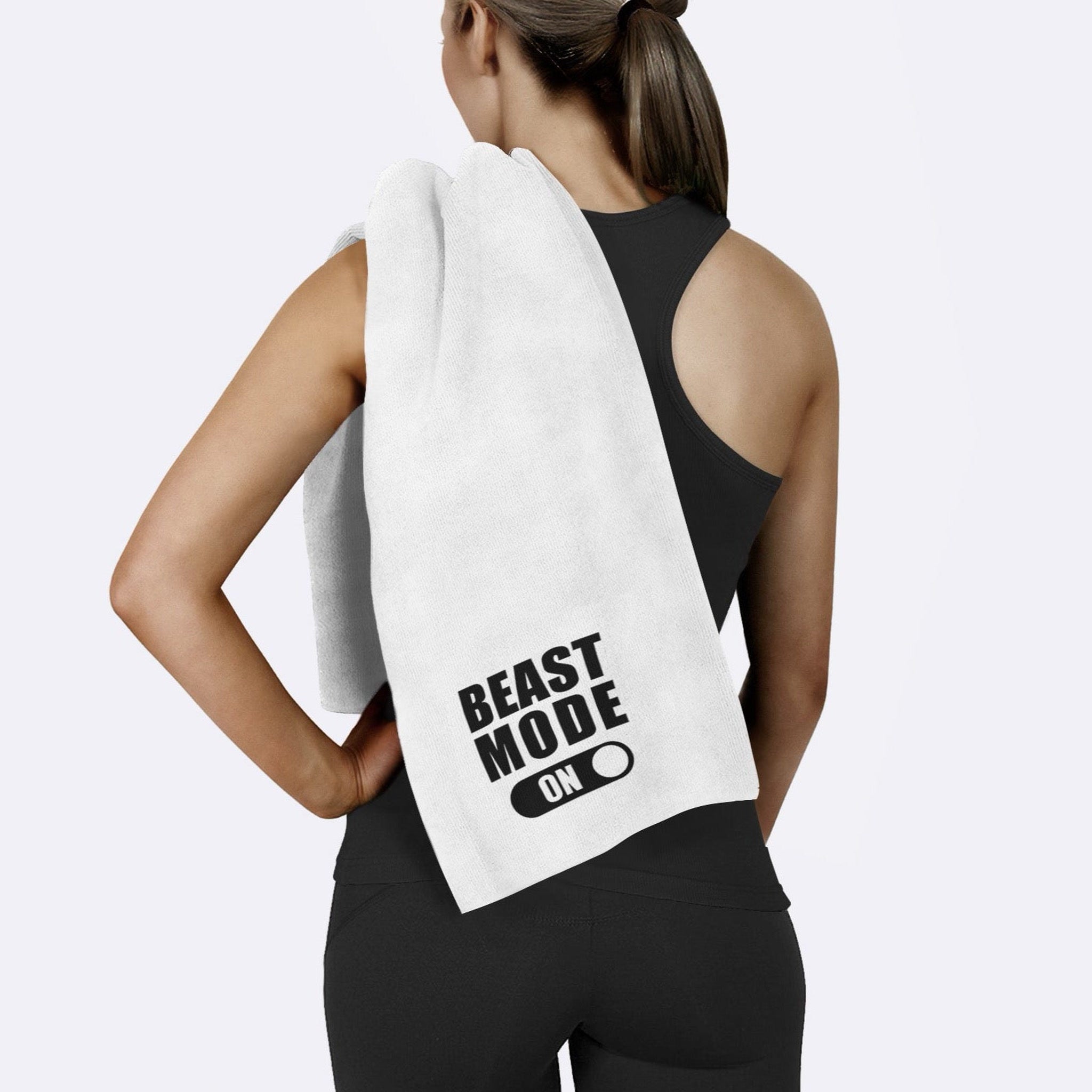 Beast Mode On / Beyaz Spor Havlusu