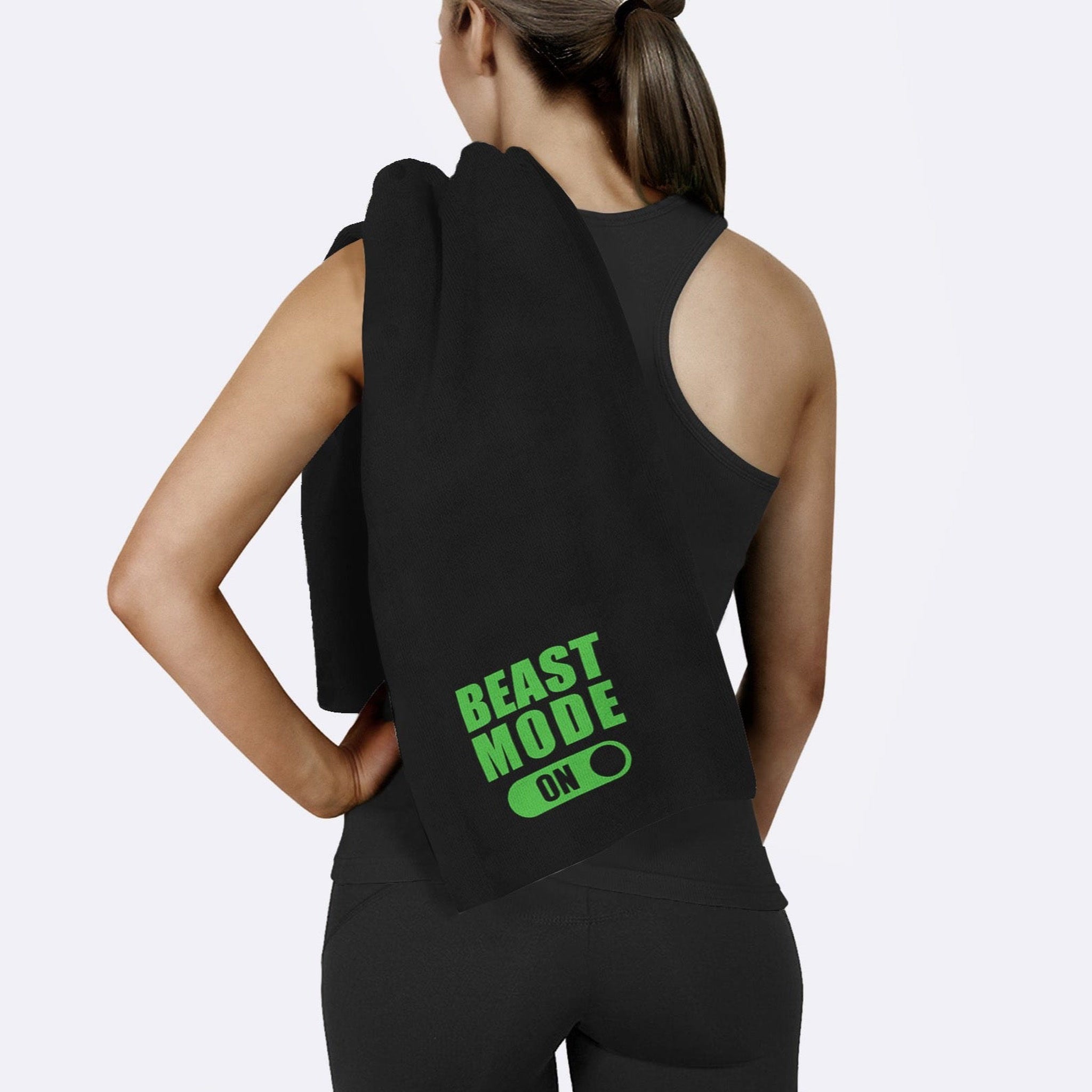 Beast Mode On / Yeşil-Siyah Spor Havlusu