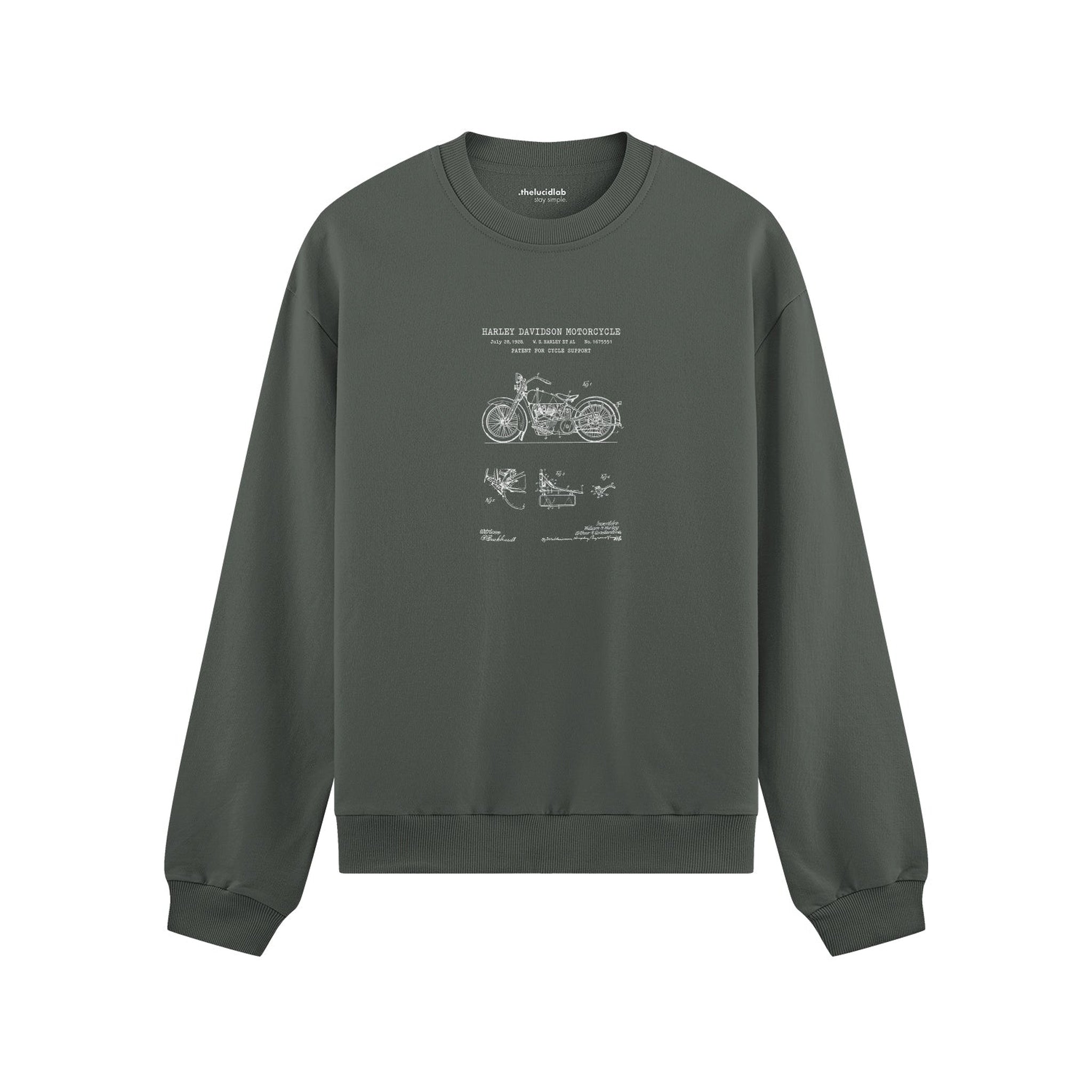 Harley Davidson Model 28B Motosiklet Oversize Sweatshirt