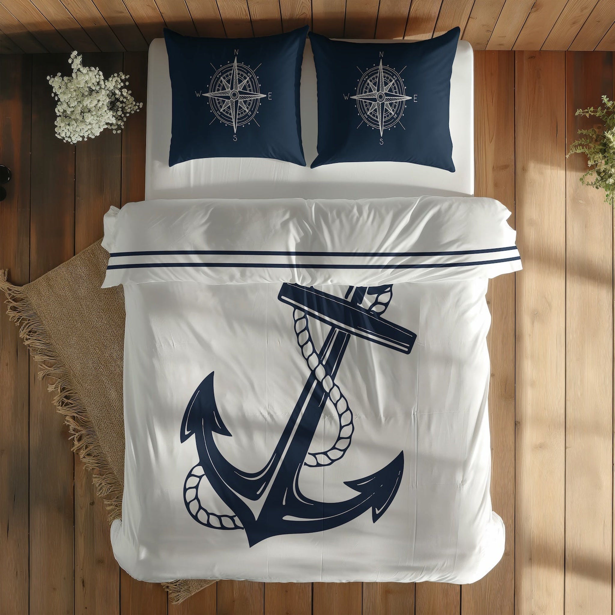 Sailor & Compass / Blue Çift Taraflı Nevresim Takımı