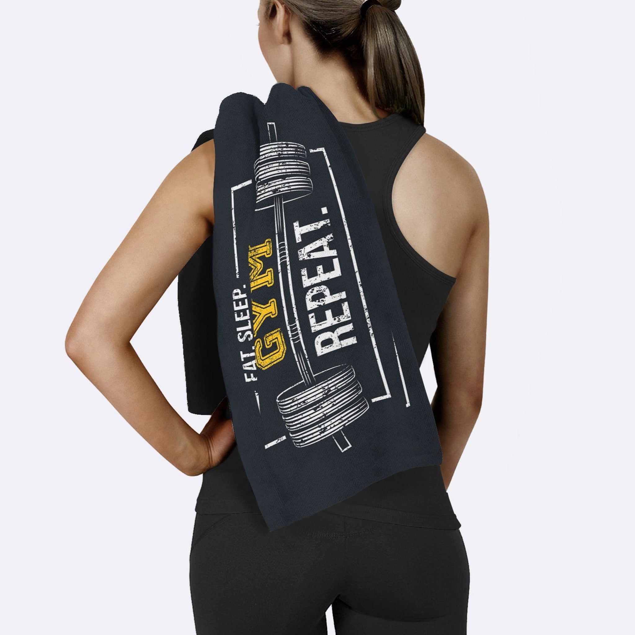 Eat Sleep Gym Repeat / Siyah Spor Havlusu