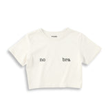 No Bra Crop Tişört — Ekru