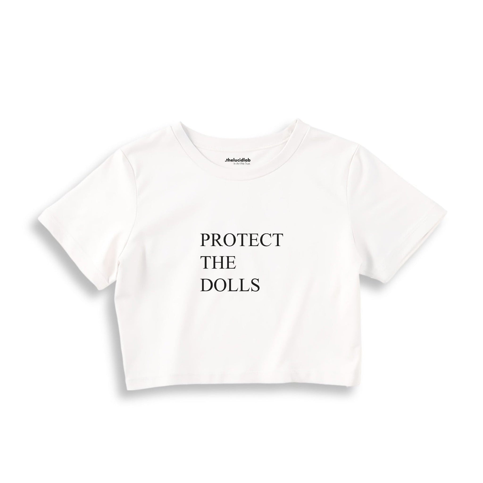 Protect The Dolls Crop Tişört — Beyaz
