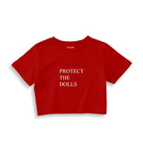 Protect The Dolls Crop Tişört — Kırmızı