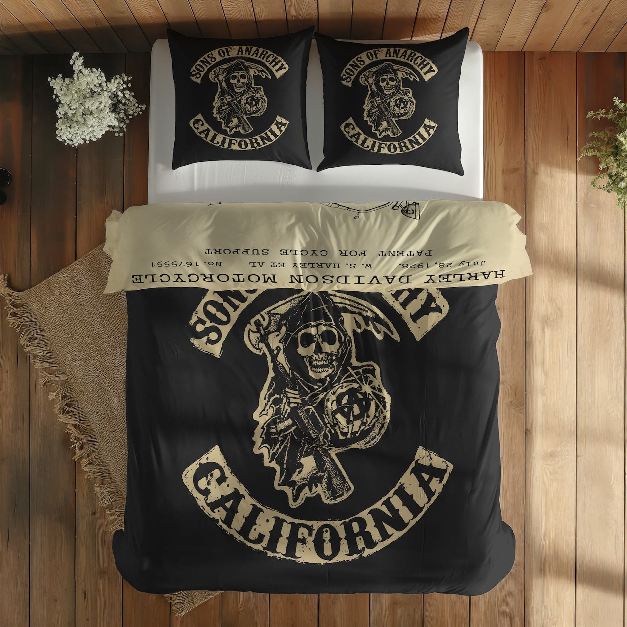 Sons of Anarchy & Harley Davidson Model 28B Vintage Çift Taraflı Nevresim Takımı