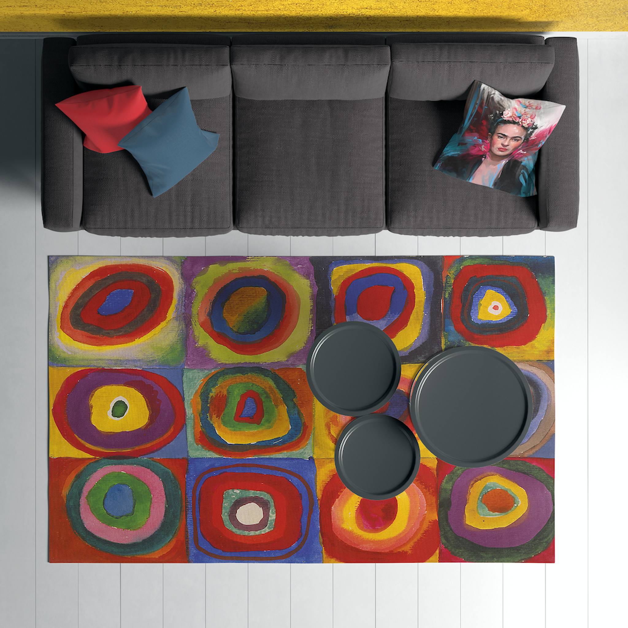Color Study, Squares With Concentric Circles Halı