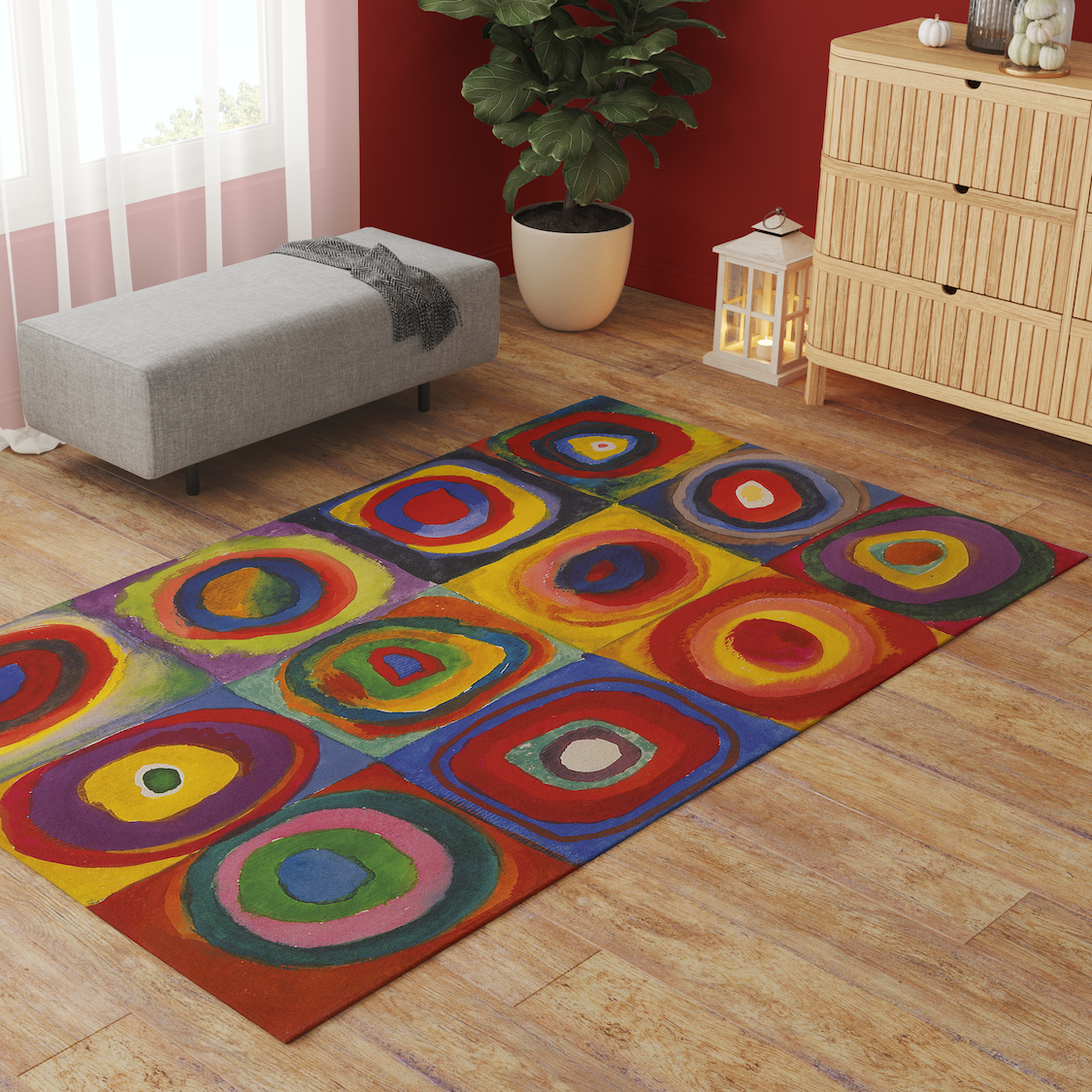 Color Study, Squares With Concentric Circles Halı