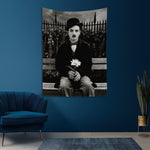 Charlie Chaplin with Flower Duvar Örtüsü