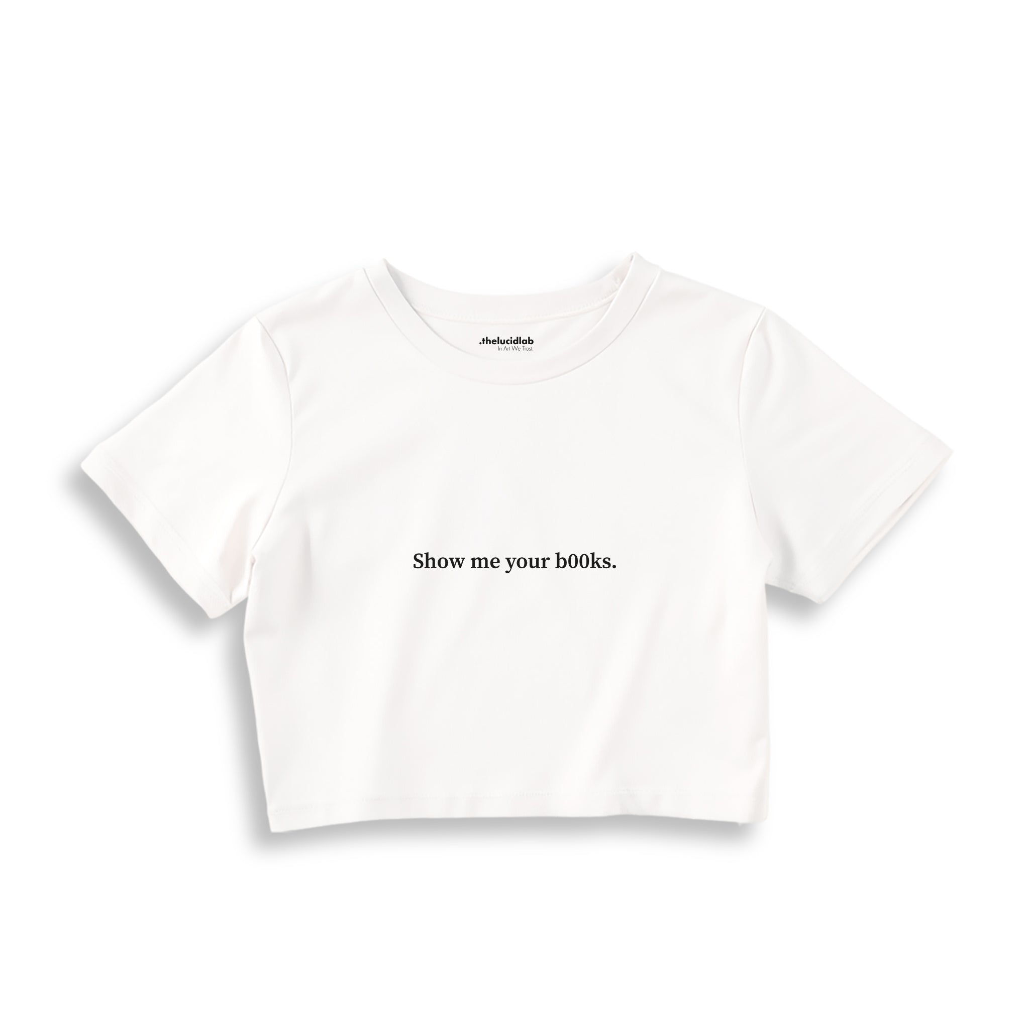 Show Me Your B00ks Crop Tişört — Beyaz