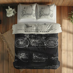 Vespa Ivory & Harley Davidson Model 28B Chalkboard Çift Taraflı Nevresim Takımı