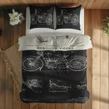 Vespa Ivory & Harley Davidson Model 28B Chalkboard Çift Taraflı Nevresim Takımı