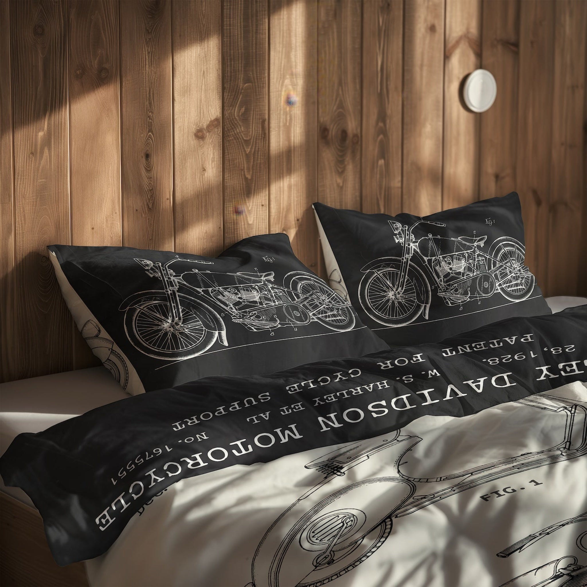 Vespa Ivory & Harley Davidson Model 28B Chalkboard Çift Taraflı Nevresim Takımı