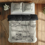 Vespa Ivory & Harley Davidson Model 28B Chalkboard Çift Taraflı Nevresim Takımı