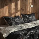 Vespa Ivory & Harley Davidson Model 28B Chalkboard Çift Taraflı Nevresim Takımı