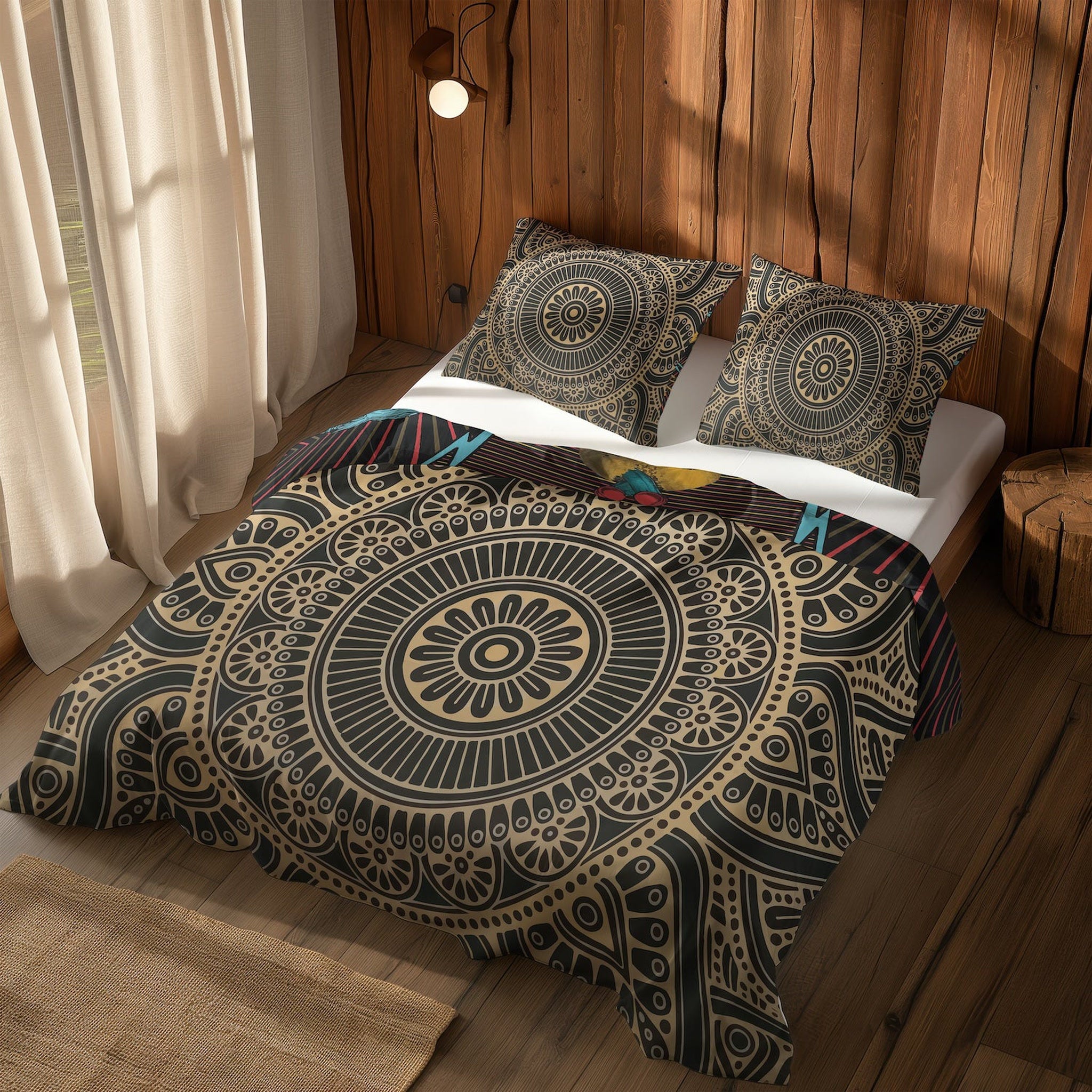 Hypnotic & Gold Mandala Çift Taraflı Nevresim Takımı