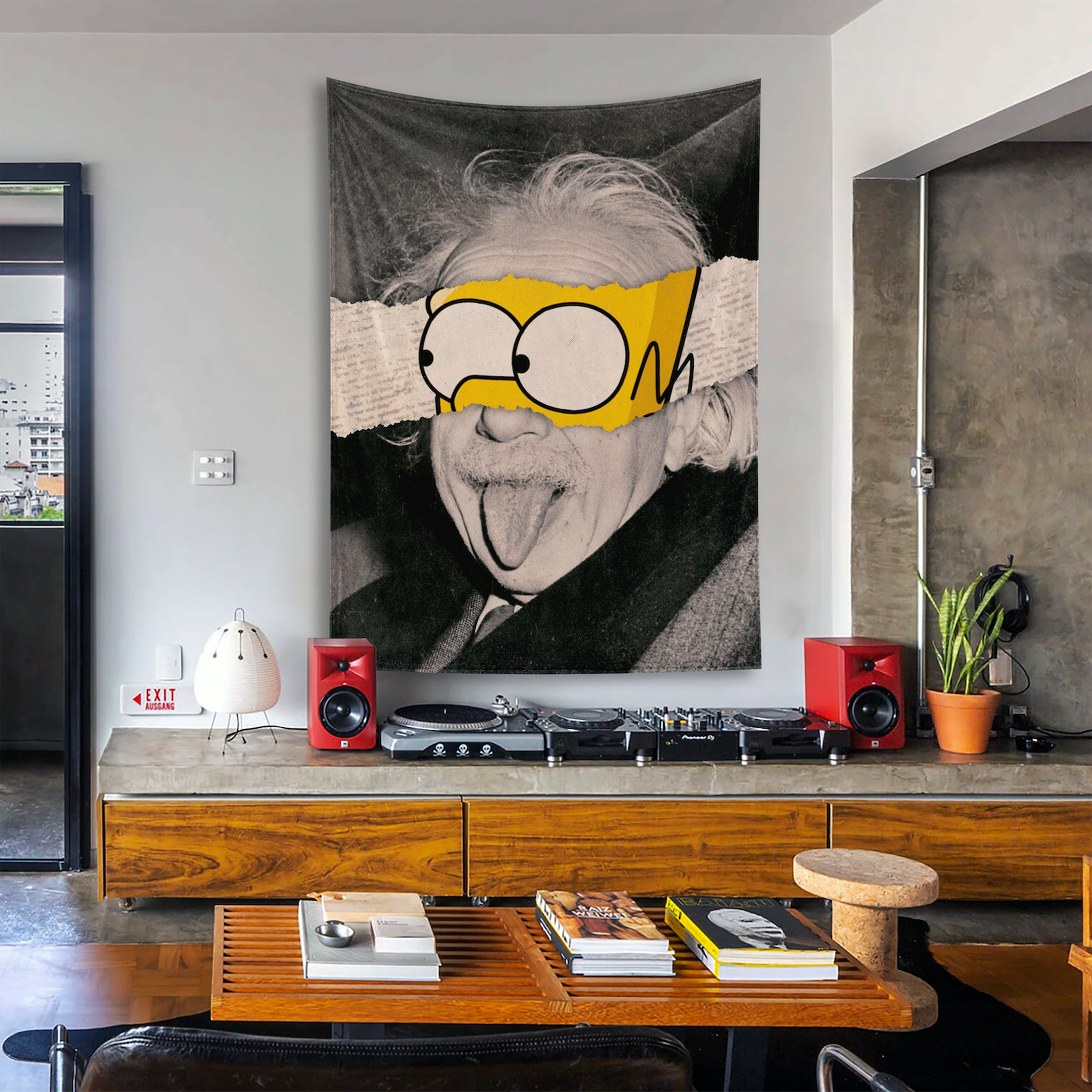 Albert Einstein / Homer Simpson Duvar Örtüsü