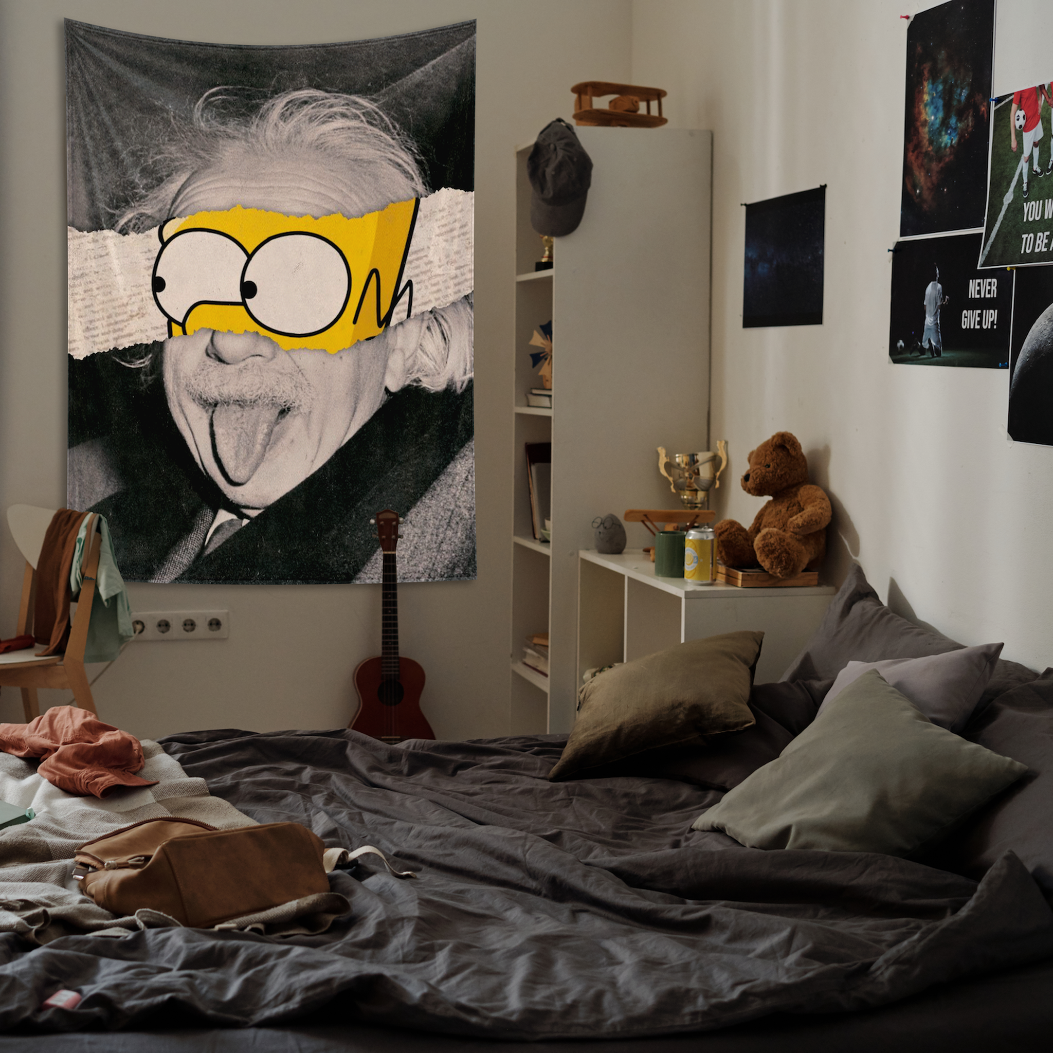 Albert Einstein / Homer Simpson Duvar Örtüsü