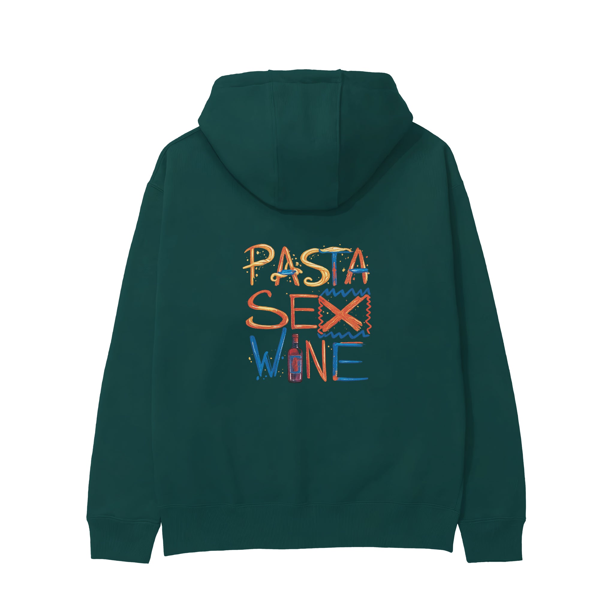 Pasta Sex Wine Hoodie - Antrasit - arka görünüm
