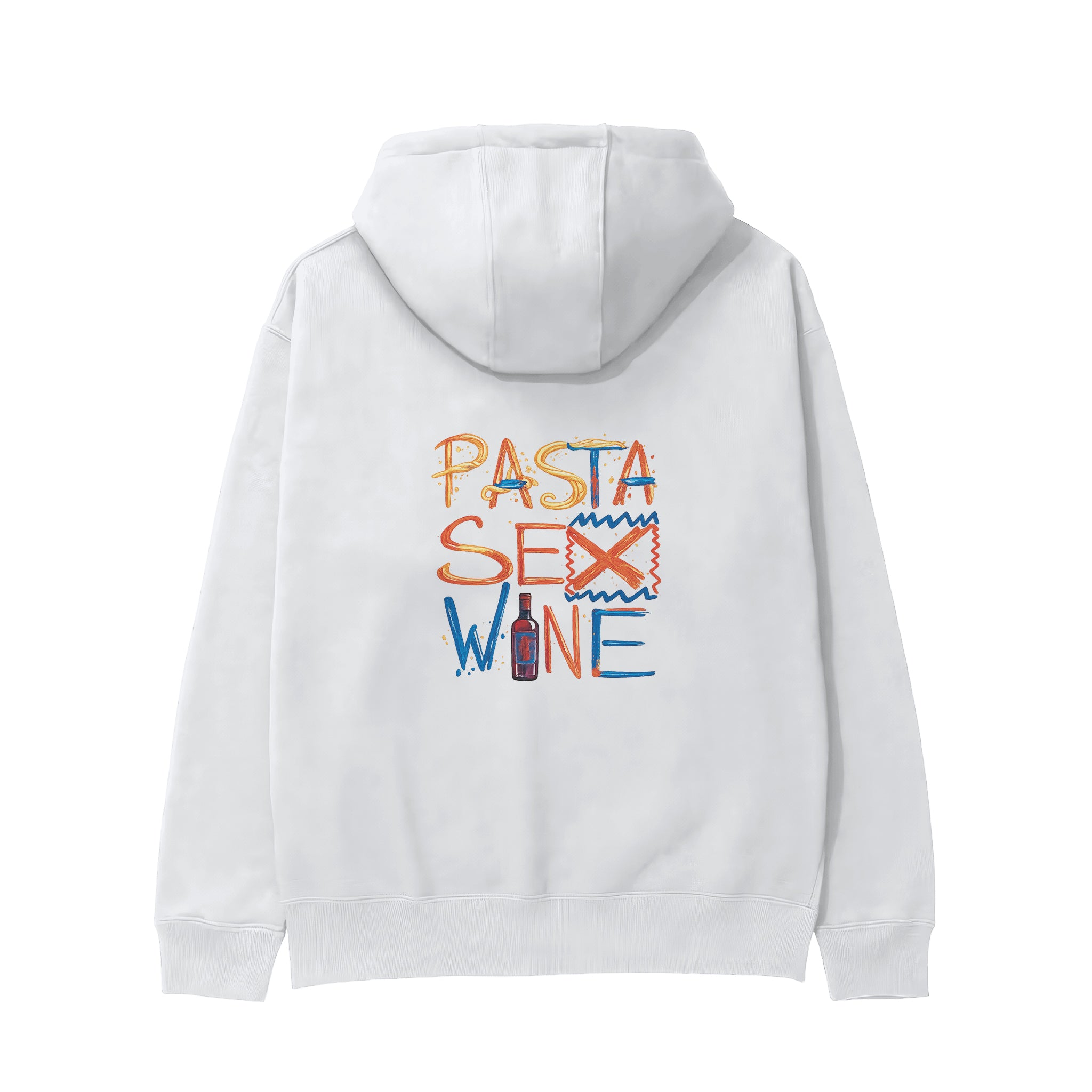 Pasta Sex Wine Hoodie - Beyaz - arka görünüm