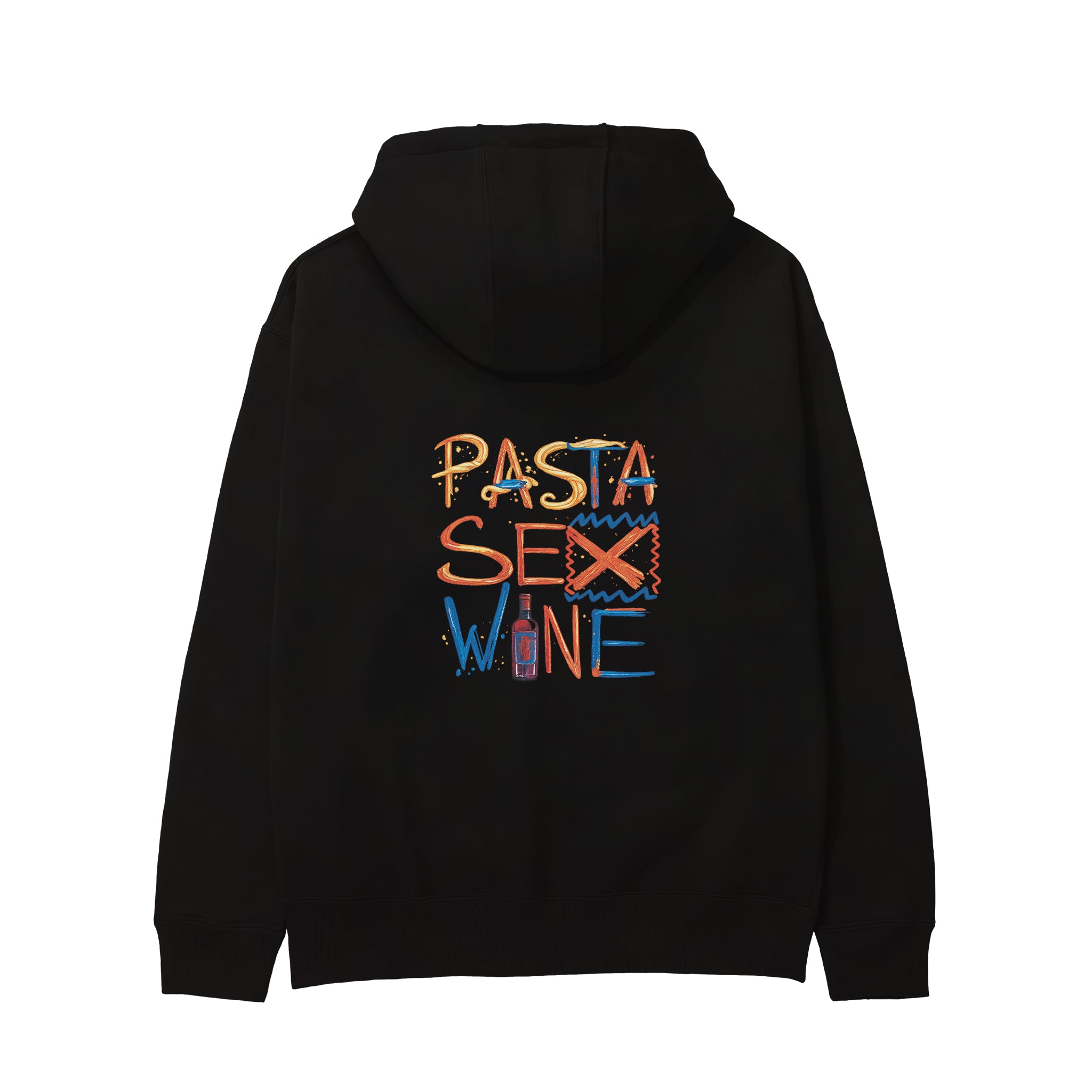 Pasta Sex Wine Hoodie - Siyah - arka görünüm