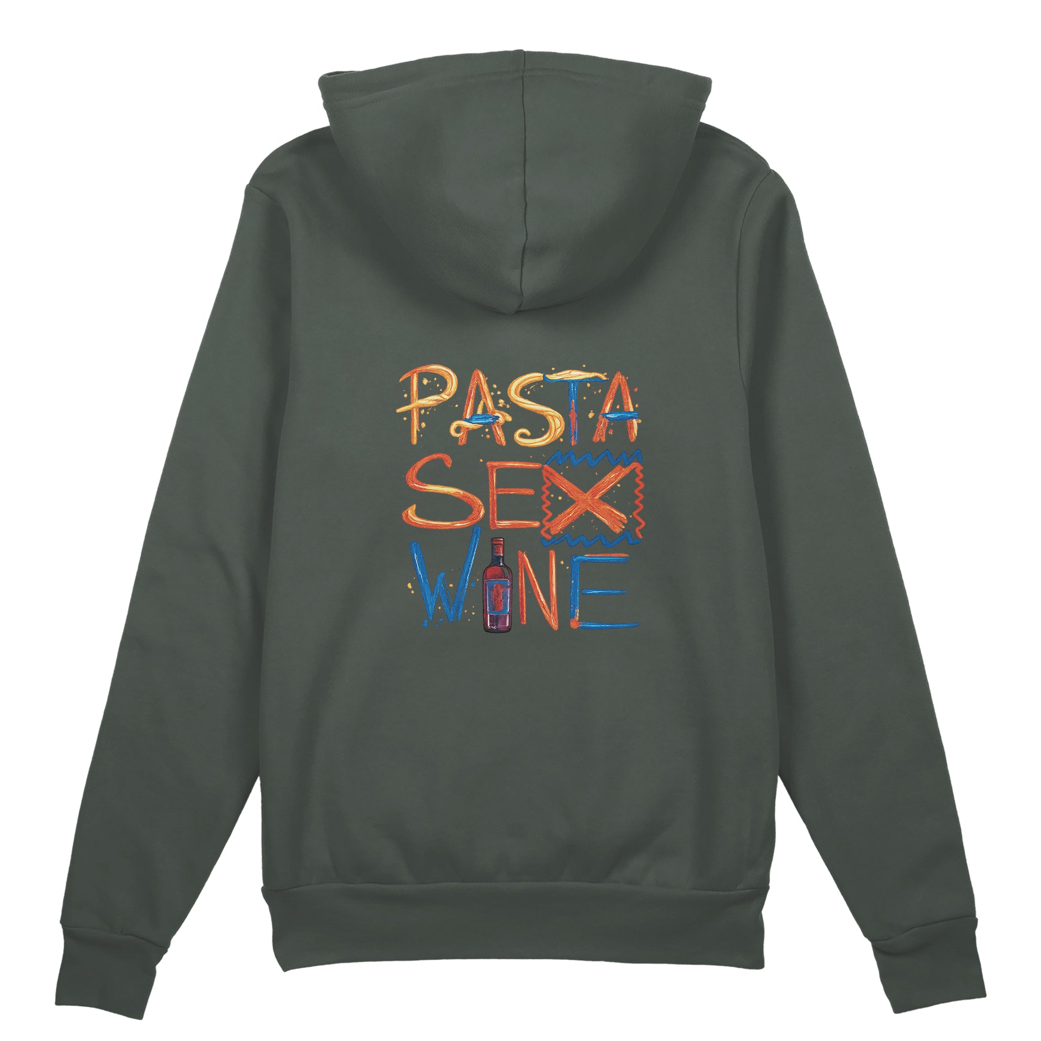 Pasta Sex Wine Oversize Hoodie - Antrasit - arka görünüm