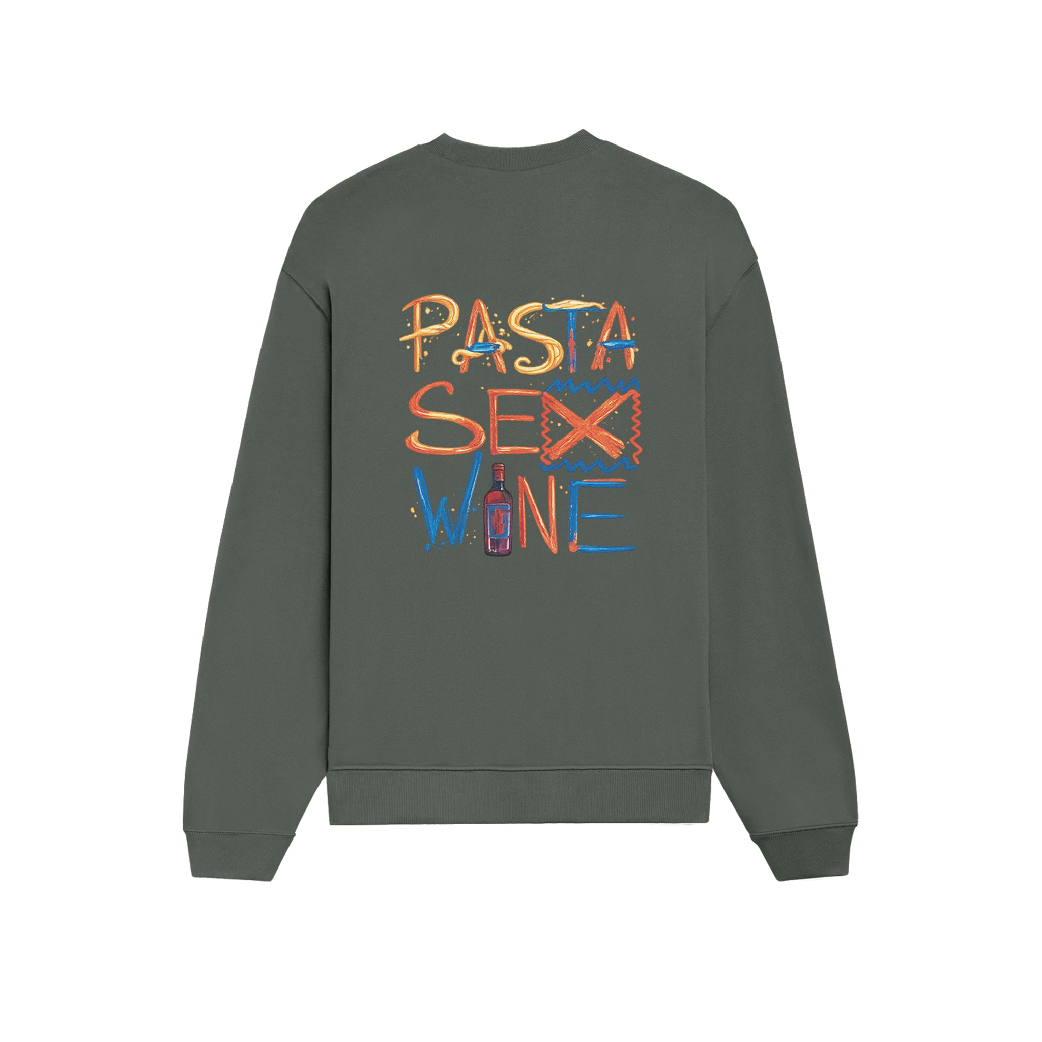 Pasta Sex Wine Oversize Sweatshirt - Antrasit - arka görünüm