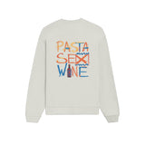 Pasta Sex Wine Oversize Sweatshirt - Beyaz - arka görünüm