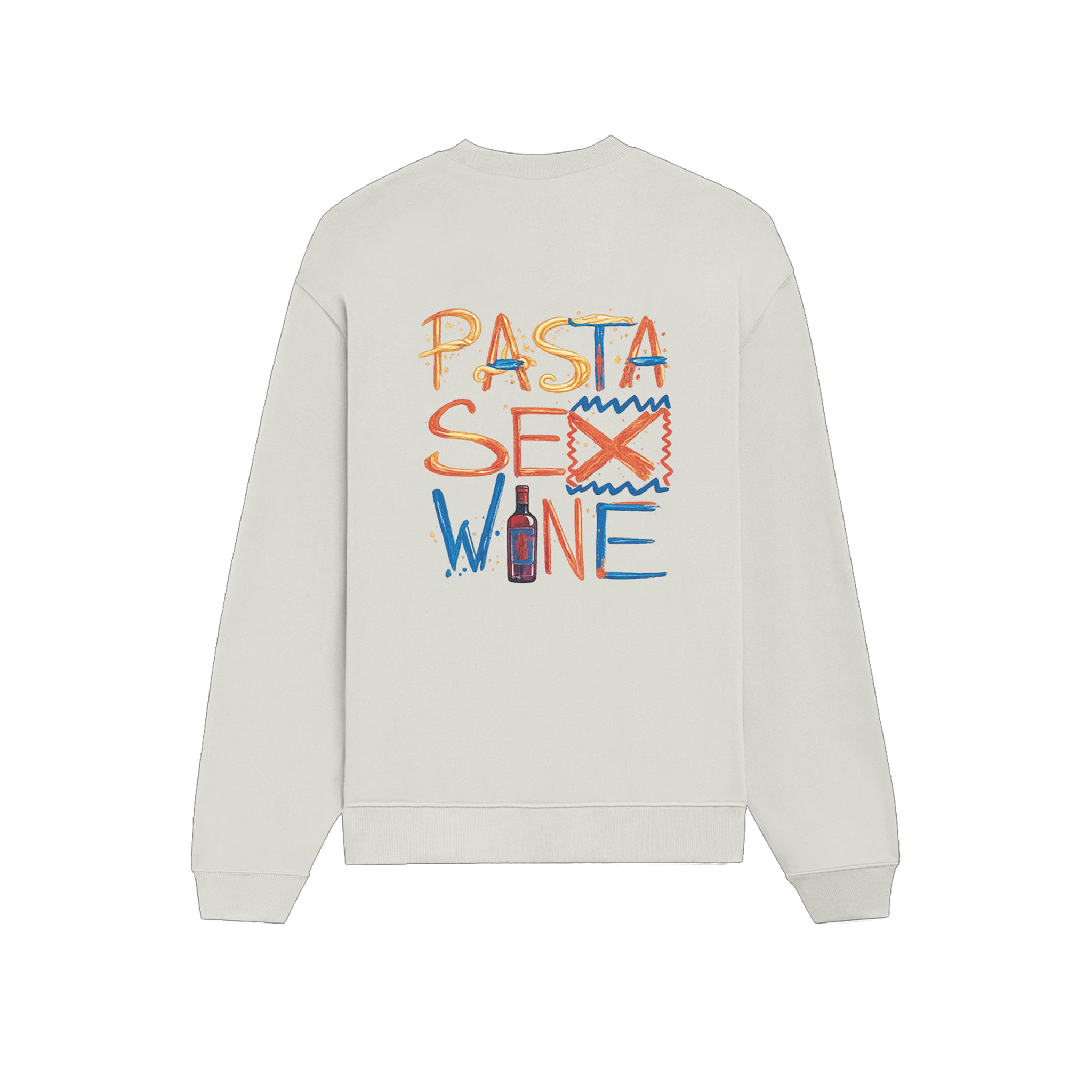 Pasta Sex Wine Oversize Sweatshirt - Beyaz - arka görünüm