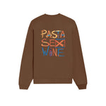 Pasta Sex Wine Oversize Sweatshirt - Kahverengi - arka görünüm