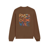 Pasta Sex Wine Oversize Sweatshirt - Kahverengi - arka görünüm