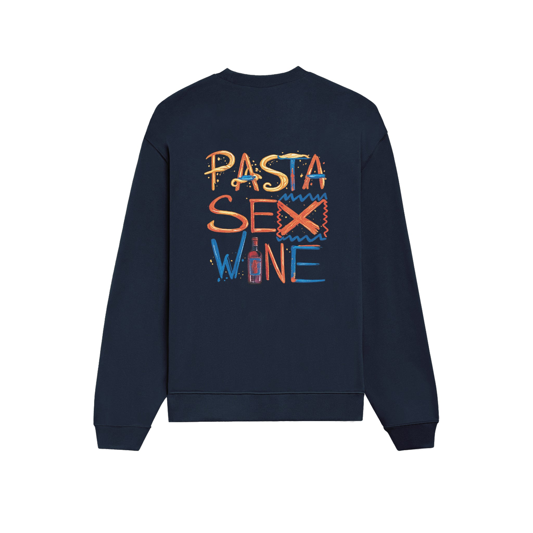 Pasta Sex Wine Oversize Sweatshirt - Lacivert - arka görünüm