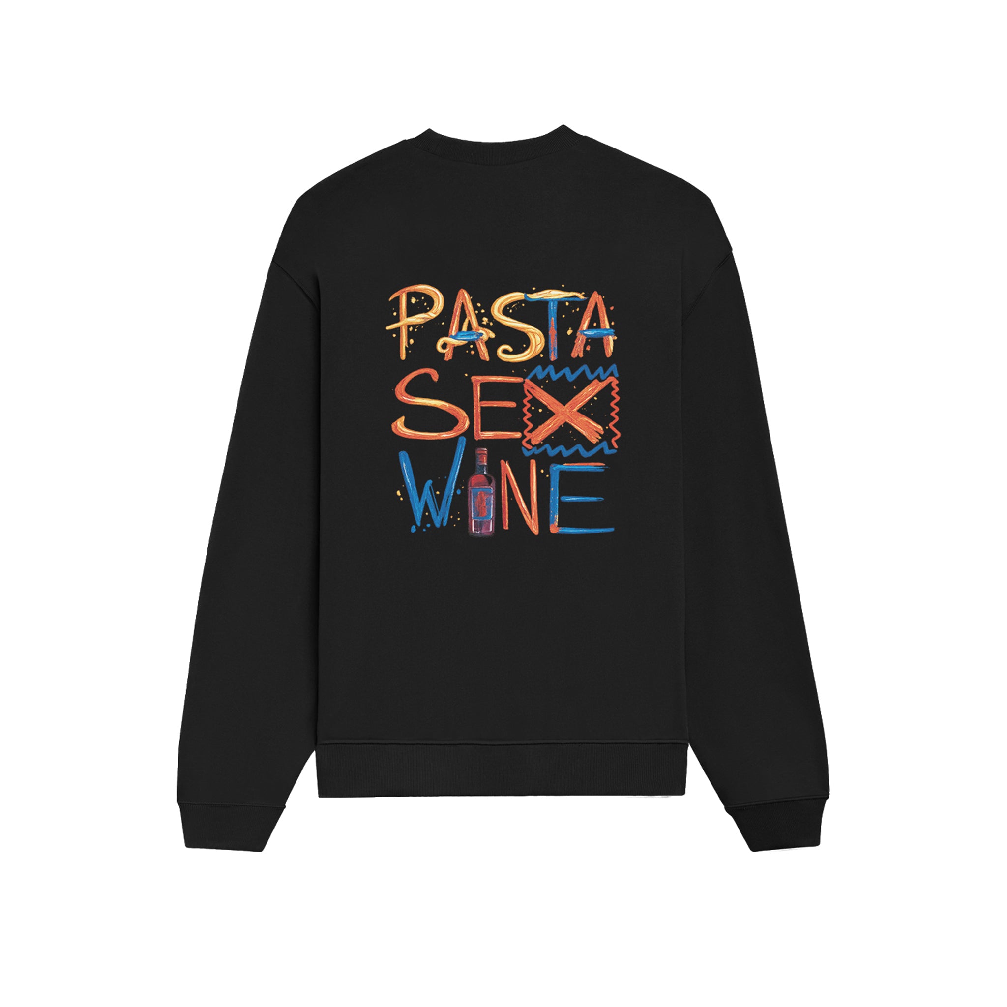 Pasta Sex Wine Oversize Sweatshirt - Siyah - arka görünüm