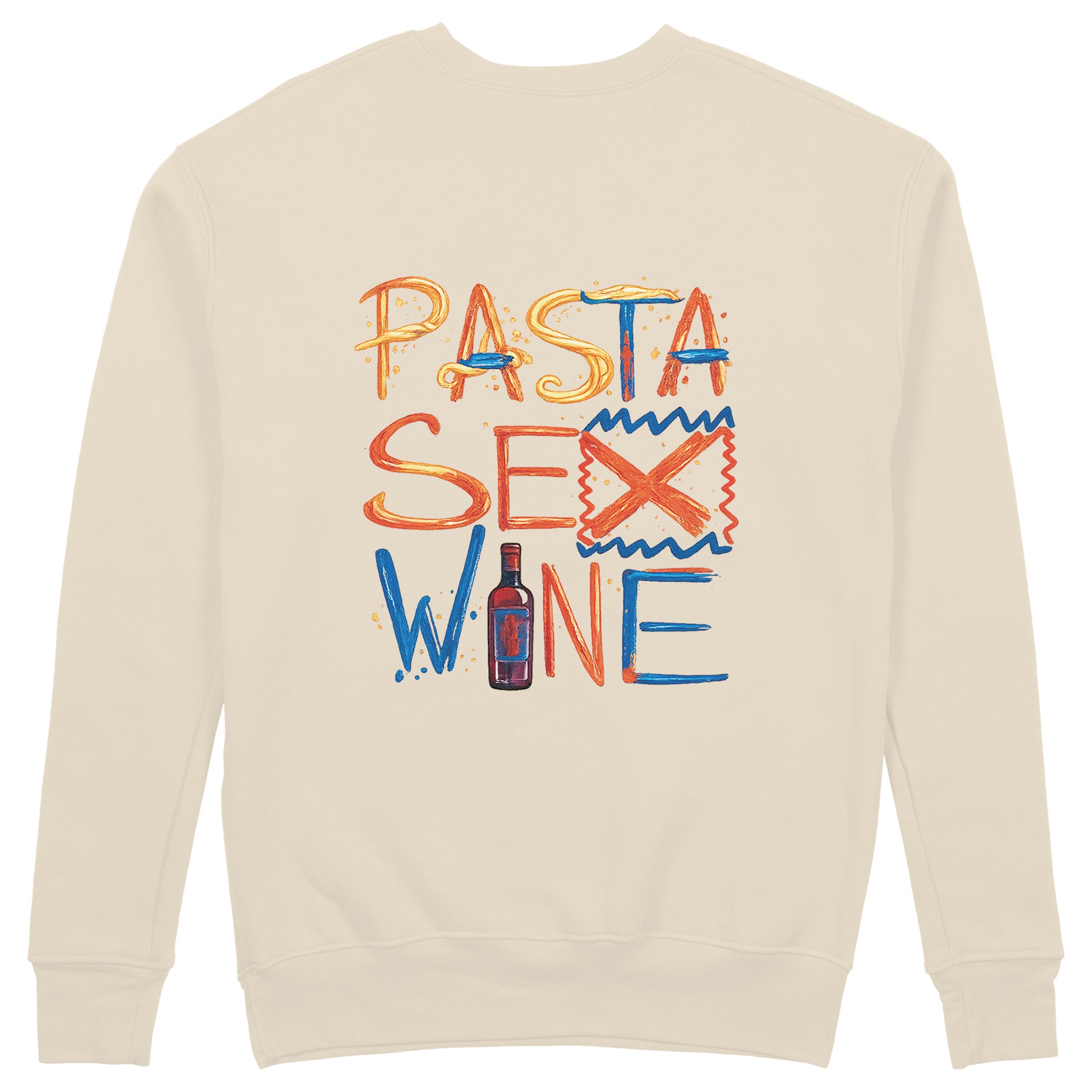 Pasta Sex Wine Sweatshirt - Bej - arka görünüm