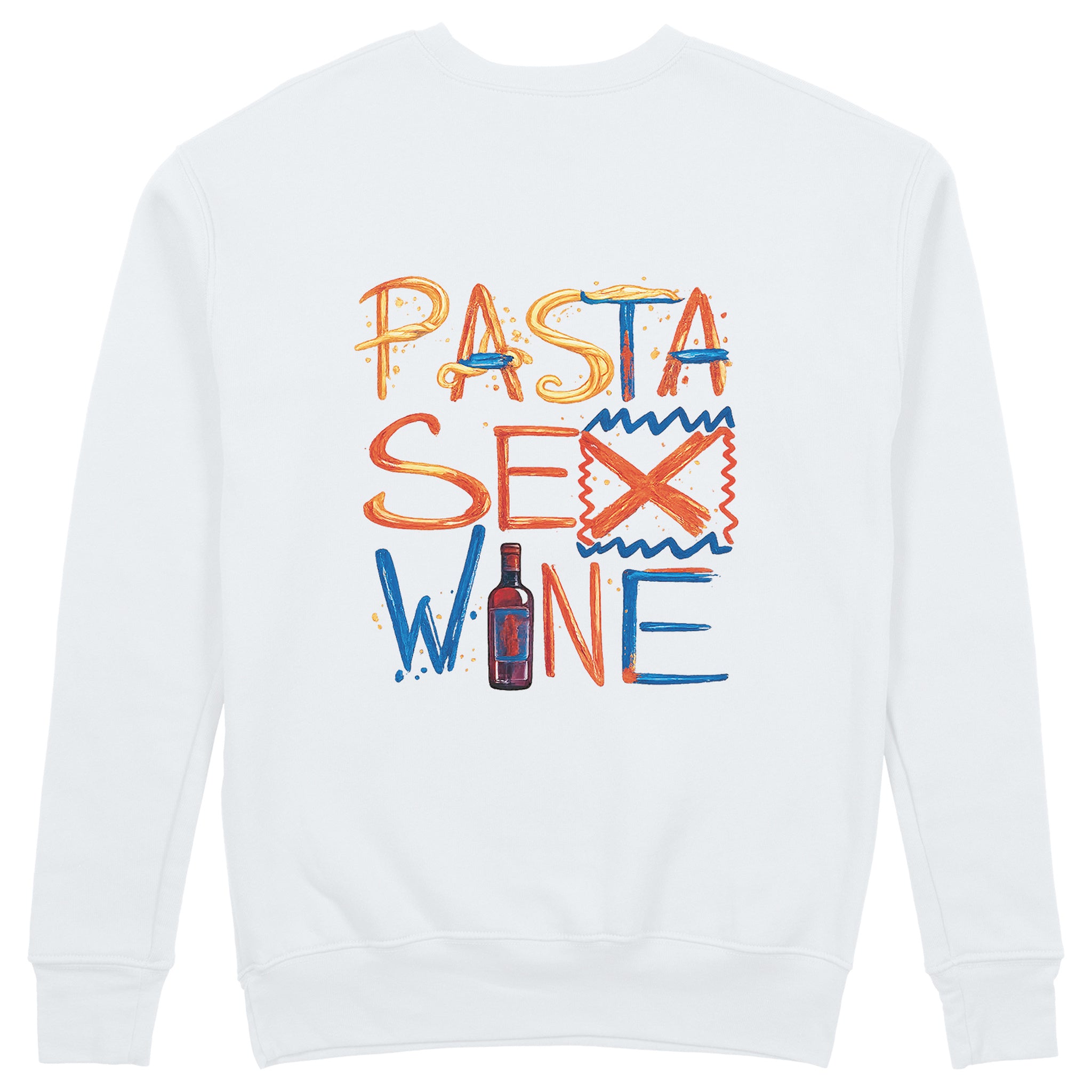 Pasta Sex Wine Sweatshirt - Beyaz - arka görünüm