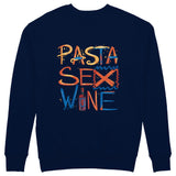 Pasta Sex Wine Sweatshirt - Lacivert - arka görünüm