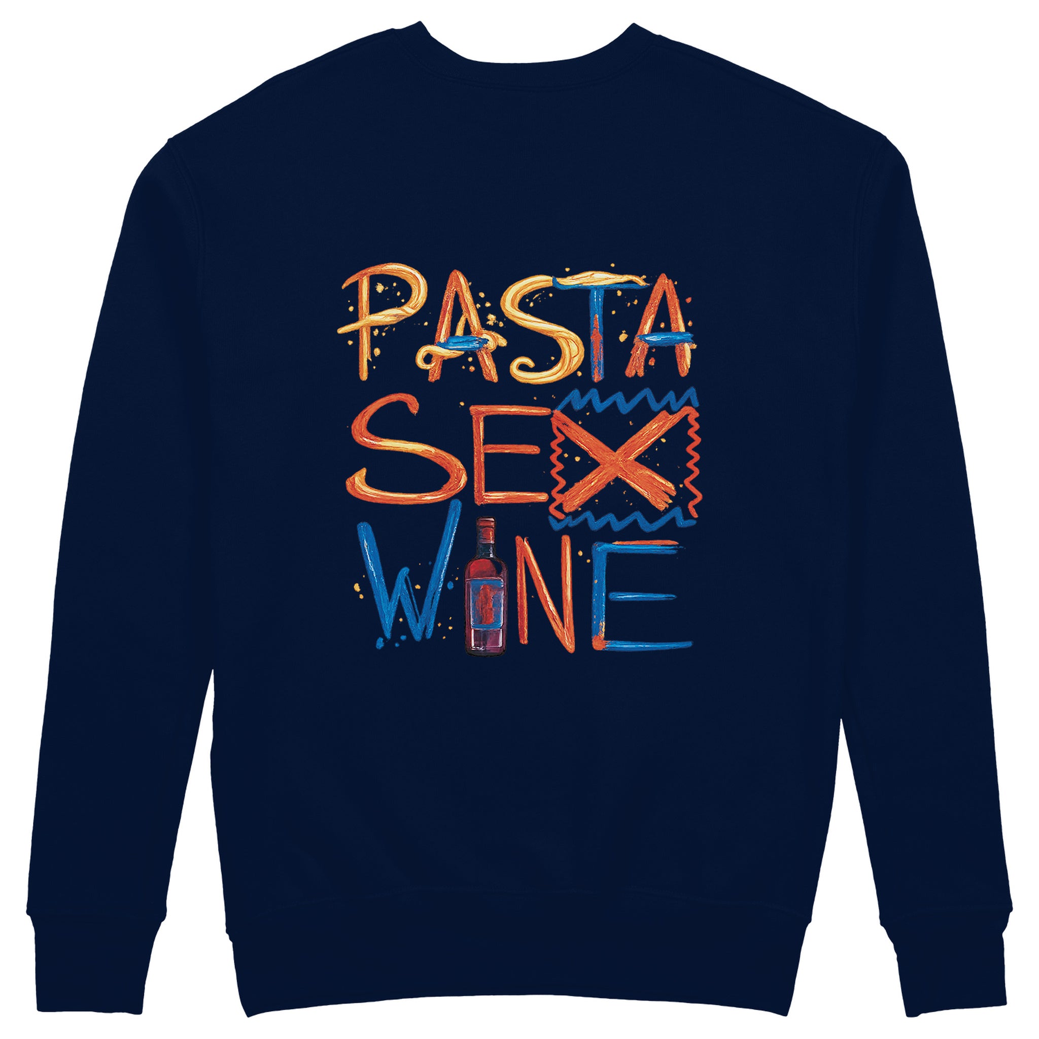 Pasta Sex Wine Sweatshirt - Lacivert - arka görünüm