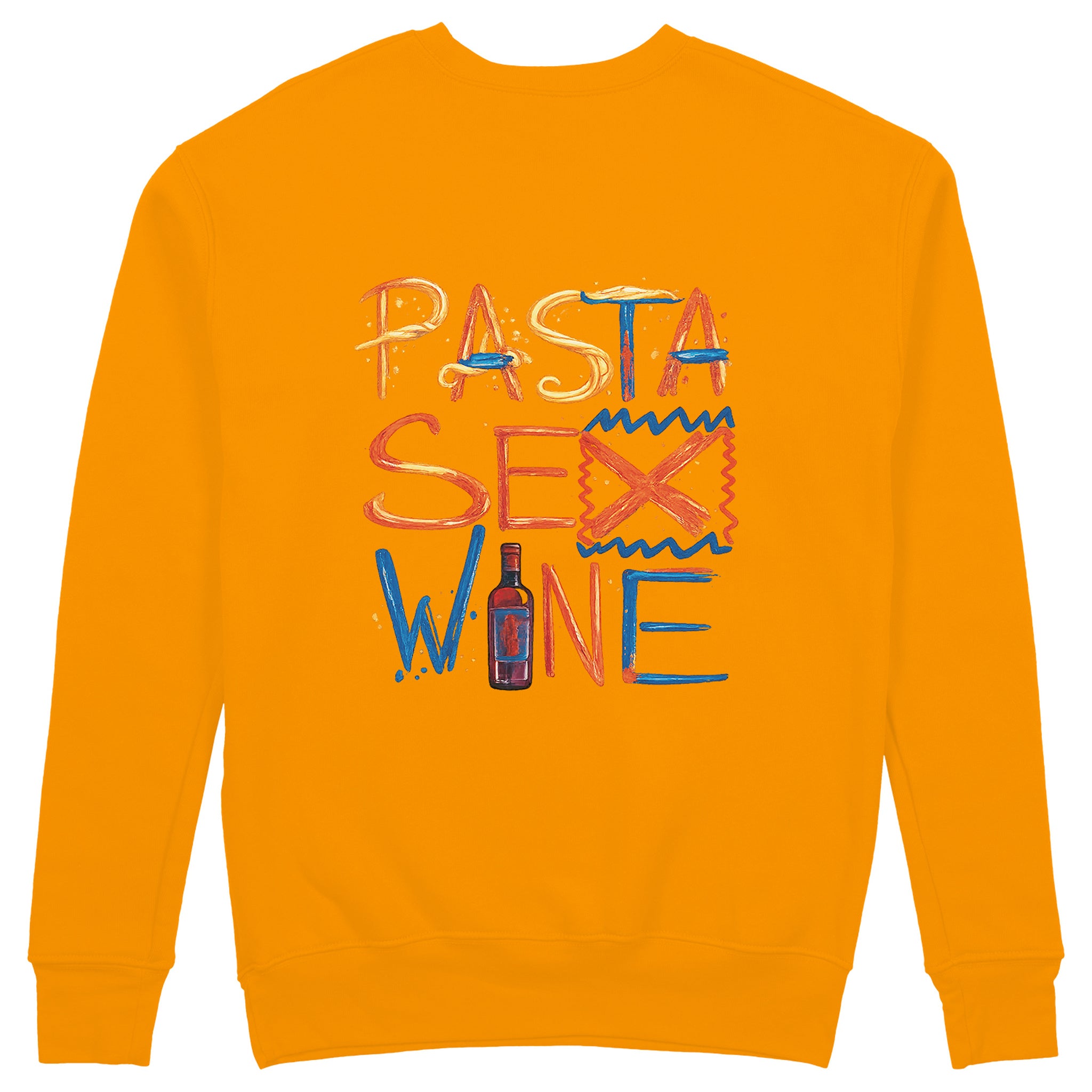 Pasta Sex Wine Sweatshirt - Turuncu - arka görünüm